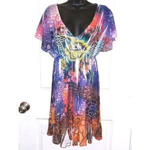 S-Twelve pink & purple short sleeve dress